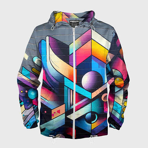 Мужская ветровка Геометрическое абстрактное граффити / 3D-Белый – фото 1