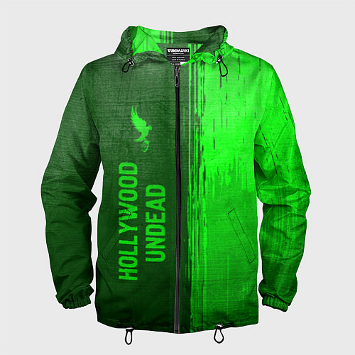 Мужская ветровка Hollywood Undead - green gradient по-вертикали / 3D-Черный – фото 1