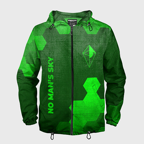 Мужская ветровка No Mans Sky - green gradient вертикально / 3D-Черный – фото 1