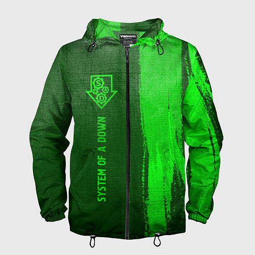 Мужская ветровка System of a Down - green gradient по-вертикали / 3D-Черный – фото 1