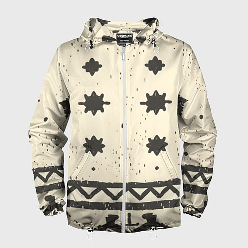 Мужская ветровка Африканские примитивные узоры / 3D-Белый – фото 1