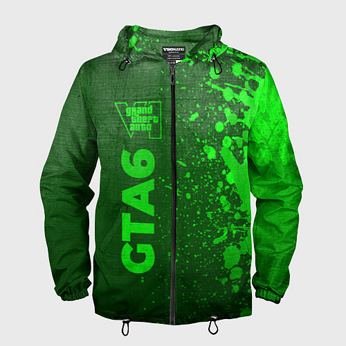 Мужская ветровка GTA6 - green gradient по-вертикали / 3D-Черный – фото 1