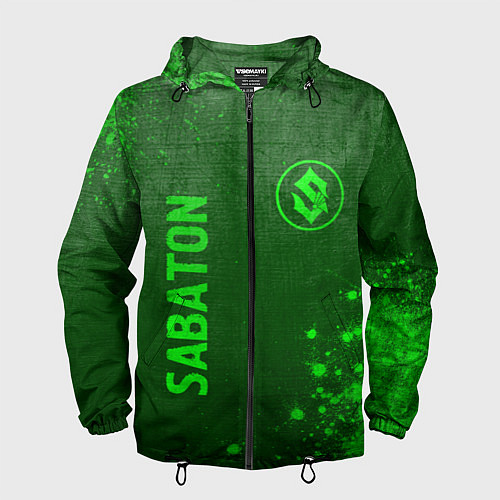 Мужская ветровка Sabaton - green gradient вертикально / 3D-Черный – фото 1