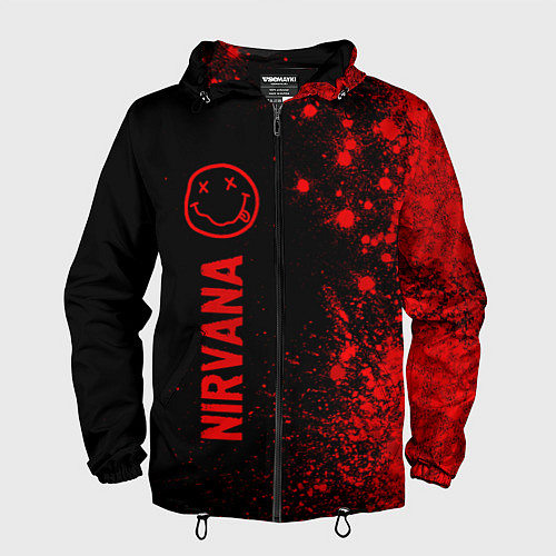 Мужская ветровка Nirvana - red gradient по-вертикали / 3D-Черный – фото 1