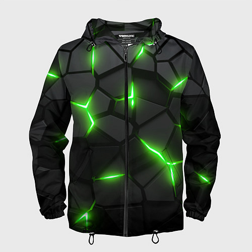 Мужская ветровка Зеленая неоновая броня / 3D-Черный – фото 1
