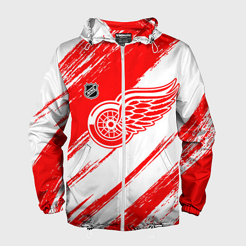 Мужская ветровка Детройт Ред Уингз - брызги красок / 3D-Белый – фото 1