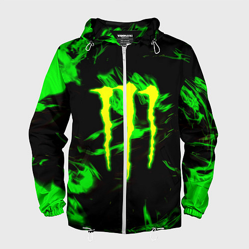 Мужская ветровка Monster energy кислотное лого огонь / 3D-Белый – фото 1