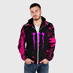 Ветровка с капюшоном мужская Monster energy неоновые краски лого, цвет: 3D-белый — фото 2