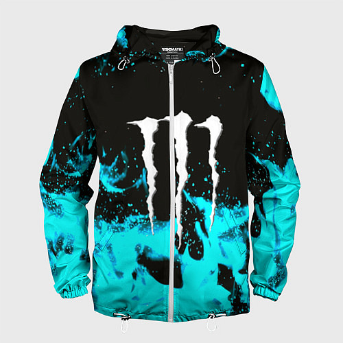 Мужская ветровка Monster energy голубой огонь / 3D-Белый – фото 1