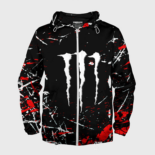 Мужская ветровка Monster energy штрихи / 3D-Белый – фото 1