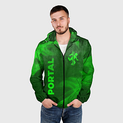 Ветровка с капюшоном мужская Portal - green gradient вертикально, цвет: 3D-черный — фото 2
