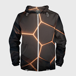 Ветровка с капюшоном мужская Серая текстура из сот, цвет: 3D-белый