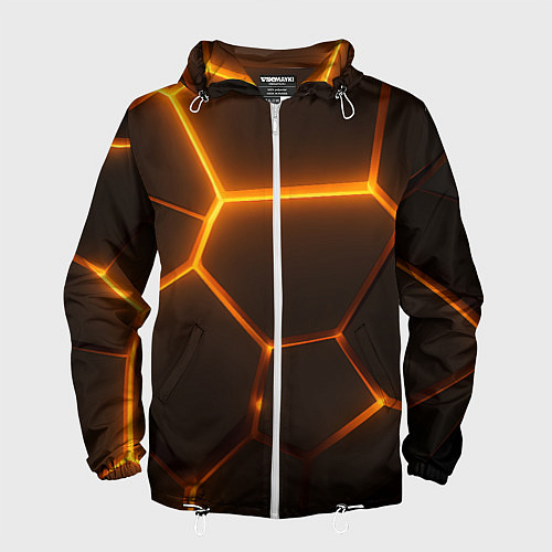 Мужская ветровка Оранжевое свечение текстура / 3D-Белый – фото 1