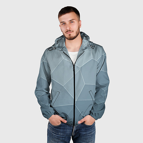 Мужская ветровка Текстура из неровных плит / 3D-Черный – фото 3