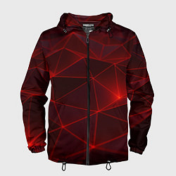 Мужская ветровка Красные полигоны с неоном