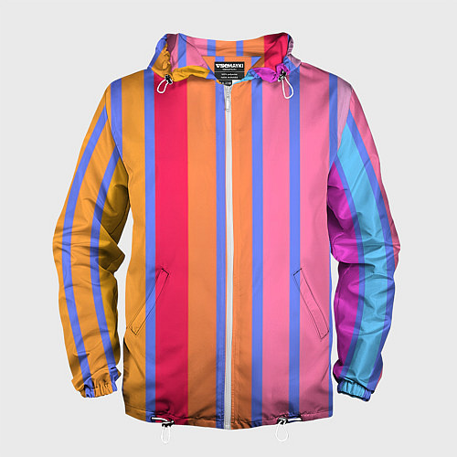 Мужская ветровка Теплые цветные полосы / 3D-Белый – фото 1