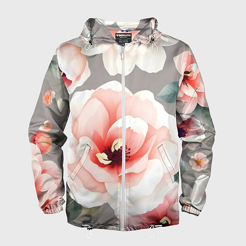 Мужская ветровка Нежные цветы / 3D-Белый – фото 1