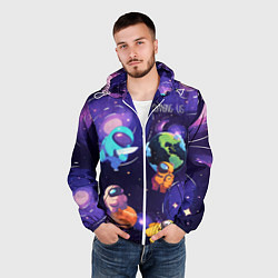 Ветровка с капюшоном мужская Among Us космос, цвет: 3D-белый — фото 2