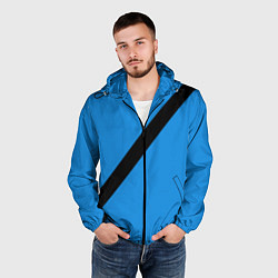 Ветровка с капюшоном мужская Пристегнутый ремень безопасности, синий, цвет: 3D-черный — фото 2