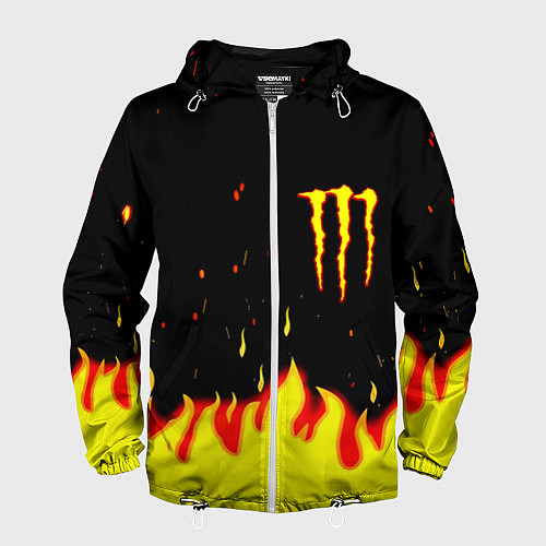 Мужская ветровка Monster energy fire steel / 3D-Белый – фото 1