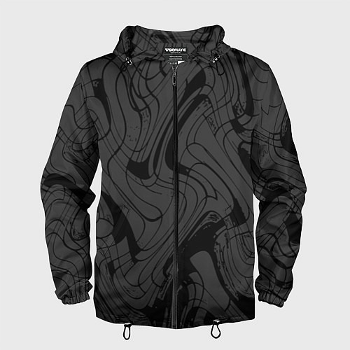 Мужская ветровка Тёмно-серый абстракция лниии / 3D-Черный – фото 1