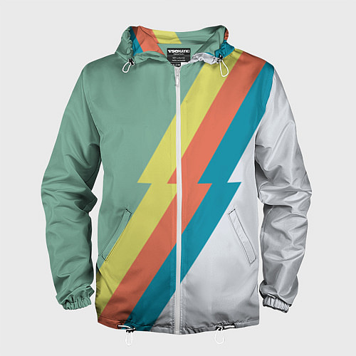 Мужская ветровка Рок молния Боуи весенняя палитра / 3D-Белый – фото 1