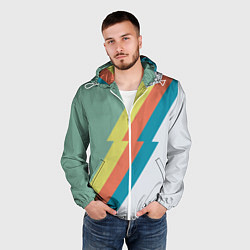 Ветровка с капюшоном мужская Рок молния Боуи весенняя палитра, цвет: 3D-белый — фото 2