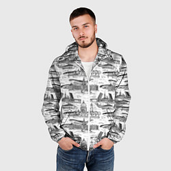 Ветровка с капюшоном мужская Питер и корюшка, цвет: 3D-белый — фото 2