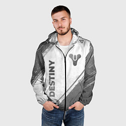 Ветровка с капюшоном мужская Destiny - white gradient вертикально, цвет: 3D-черный — фото 2