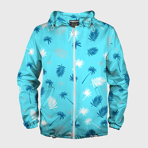 Мужская ветровка Текстура голубой гавайской рубашки / 3D-Белый – фото 1