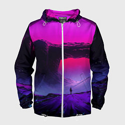 Ветровка с капюшоном мужская A Journey on the planet, цвет: 3D-белый