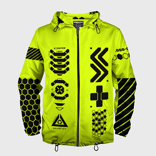 Мужская ветровка Кибер текстура - ядовитая / 3D-Черный – фото 1