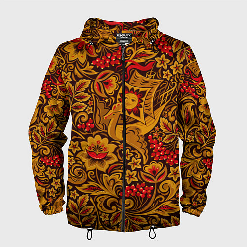 Мужская ветровка Летучий корабль в стиле хохломской росписи / 3D-Черный – фото 1