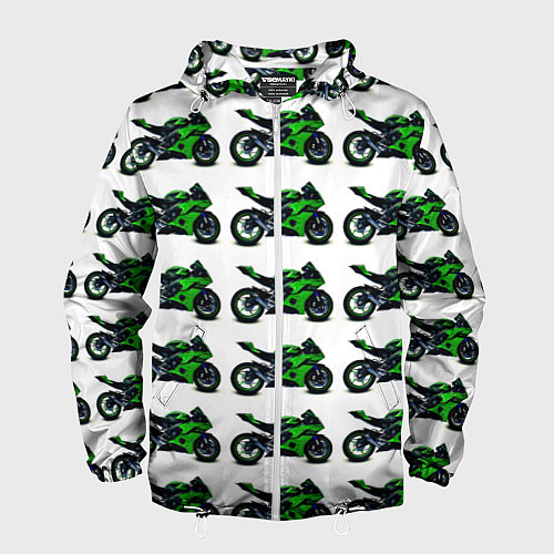 Мужская ветровка Motorbike green / 3D-Белый – фото 1