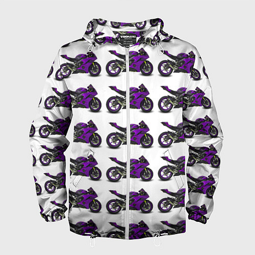 Мужская ветровка Motorcycle purple / 3D-Белый – фото 1