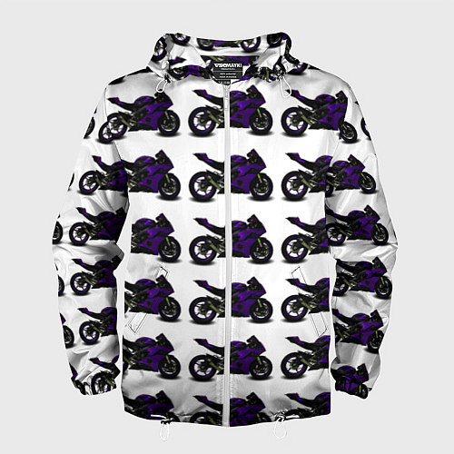 Мужская ветровка The motorcycle is dark purple / 3D-Белый – фото 1