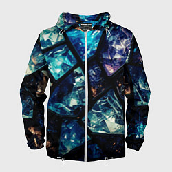 Ветровка с капюшоном мужская Текстура драгоценных камней, цвет: 3D-белый