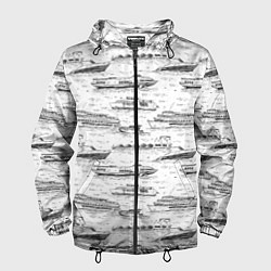 Ветровка с капюшоном мужская Корабли на Неве, цвет: 3D-черный