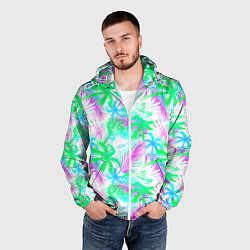 Ветровка с капюшоном мужская Palm green light blue, цвет: 3D-белый — фото 2