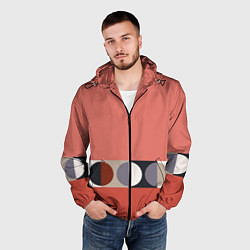 Ветровка с капюшоном мужская Луна Малевича розовый томат, цвет: 3D-черный — фото 2