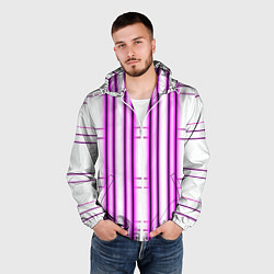 Ветровка с капюшоном мужская Neon pink, цвет: 3D-белый — фото 2