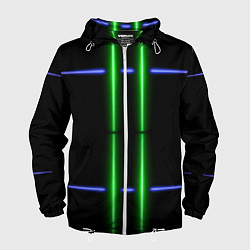 Мужская ветровка Neon black light blue green line