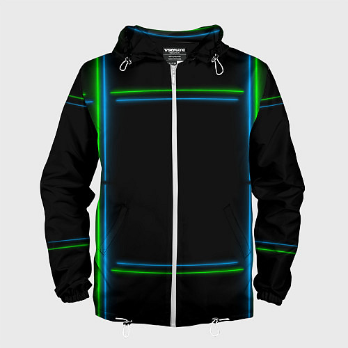 Мужская ветровка Neon green light blue / 3D-Белый – фото 1