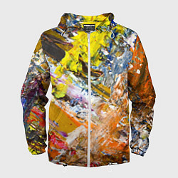 Ветровка с капюшоном мужская Живая Абстракция: Поток Цветов и Форм в Постоянном, цвет: 3D-белый