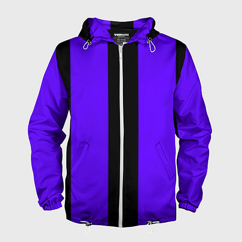 Мужская ветровка Color purple black stripes / 3D-Белый – фото 1