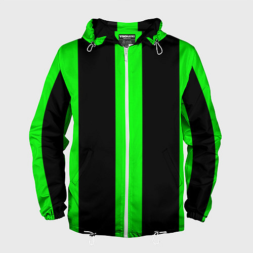 Мужская ветровка Color green black lines / 3D-Белый – фото 1