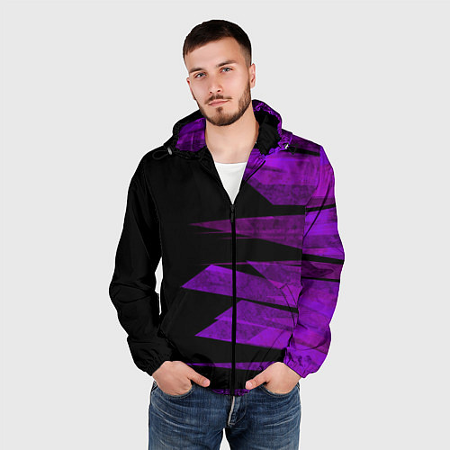 Мужская ветровка Color purple black stripes / 3D-Черный – фото 3