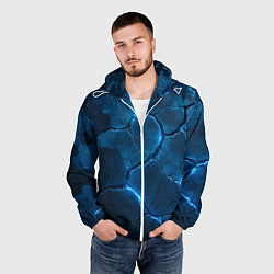 Ветровка с капюшоном мужская Неоновые плиты с камуфляжем, цвет: 3D-белый — фото 2