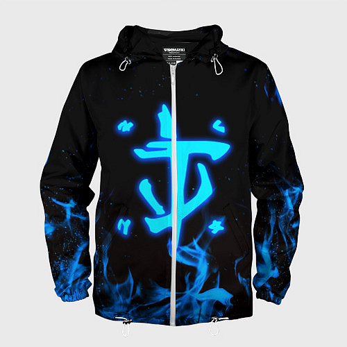 Мужская ветровка Дум огонь лого / 3D-Белый – фото 1