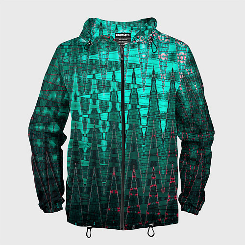 Мужская ветровка Нефритовый зелёный абстракция / 3D-Черный – фото 1